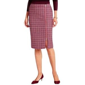 Talbots Tweed Houndstooth Wool Blend Offset Zipper Pencil Skirt Size 12P